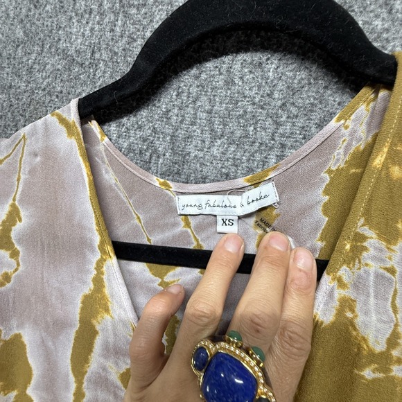 Young Fabulous & Broke Dress Womens XS Olive Lavender Tie Dye Boho Tiered Maxi - Picture 5 of 12